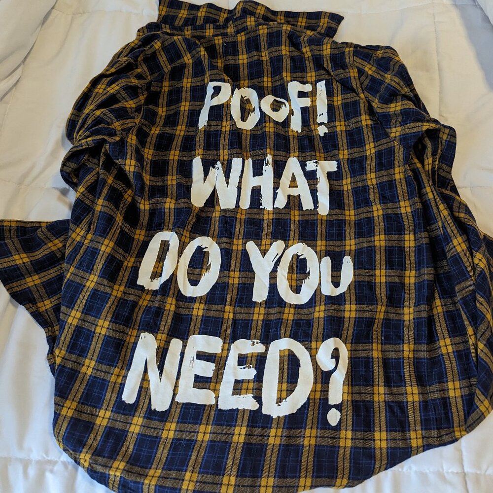 Disney Cakeworthy flannel Aladdin Poof What do you need Genie shirt M